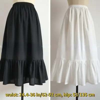 Lady Cotton Ruffles Petticoat Skirt Half Slip Midi Basic A-line Underskirt Soft • £14.06