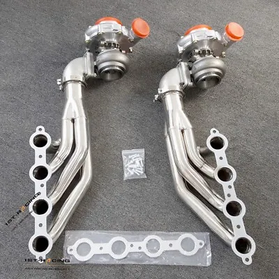 T4 AR.80/.96 Turbos+Exhaust Headers+Elbows For SBC LS1/LS2/LS3 5.3L 5.7L 6.0L V8 • $770.79