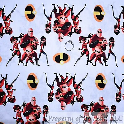 BonEful Fabric Cotton Quilt Disney Incredibles Elastigirl Bob Print LAST 1 SCRAP • £0.47