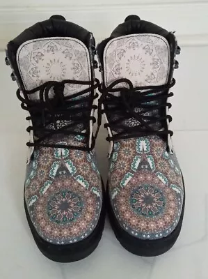 Dragonfly Vintage Mandala Martin Short Leather Boots All Over Print Shoes-10.5 • $70.99