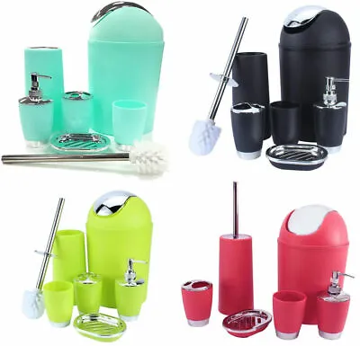 £12.99 • Buy Bathroom Set Dustbin Soap Dispenser Toothbrush Holder Tumbler Rinse Cup Brush