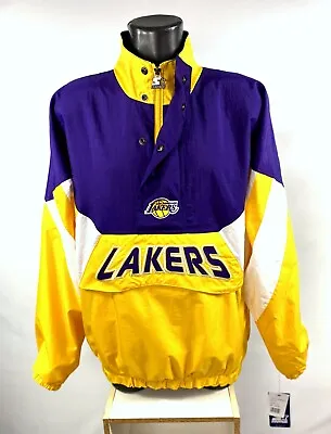 LOS ANGELES LAKERS Starter Half Zip Pullover Jacket PURPLE & YELLOW  M LG XL 2X • $112.50