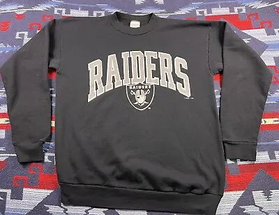 Vintage Oakland Las Vegas Raiders Rare Crewneck Sweater Sweatshirt Logo 7 90s XL • $53.99