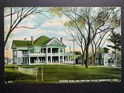 Postcard Davenport IA - Outing Club And Bowling Alley - Badmiton Court • $4