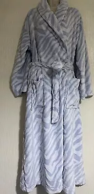 New M&S Ladies Warm & Cosy Long Length Dressing Glown (blue Mix) Size L • £27.95