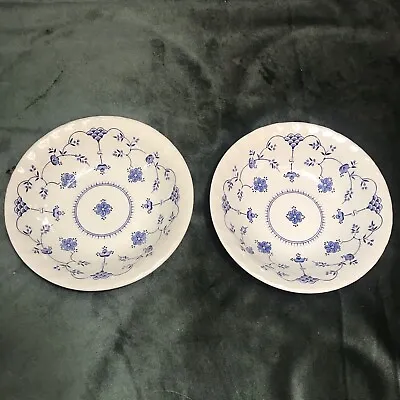 2 Myott Finlandia The Georgian Collection Blue & White Plates Soup/Cereal Bowl • $40