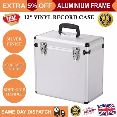 12  Vinyl LP Records Carry Storage Case Box Holder DJ Collection Box Silver UK • £25.99