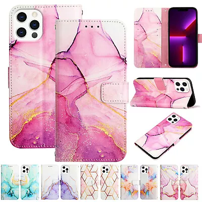 $12.19 • Buy For IPhone 14 Pro Max 13 12 11 XR XS 8 SE3 Leather Flip Wallet Marble Case Cover