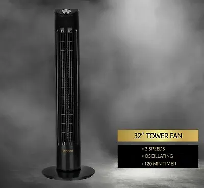  Oscillating32  Tower Fan 3 Speed 90 Degree Slim Cooling Free Standing Timer 45W • £21.79