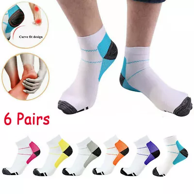 £6.95 • Buy 6 X Plantar Fasciitis Compression Socks Heel Foot Arch Pain Relief Support Pair