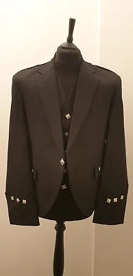 £59.99 • Buy Men’s Argyle  Black UK44R Jacket And Waistcoat In Serge Wool.available In Bulk.
