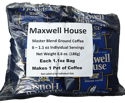  Maxwell House Coffee Regular Ground 1 .1 Oz Master Blend Filter Pack  6 Count • $10