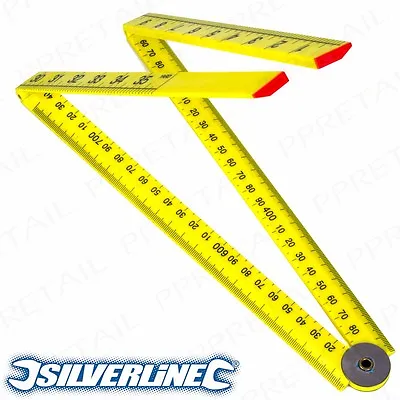 SILVERLINE 1m YARD STICK FOLDING RULER PLASTIC RULE Measure Metre 3ft YELLOW • £7.09