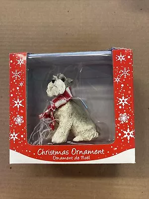 Schnauzer Christmas Ornament Wrapped In Red & White Scarf Sandicast NEW • $10.99