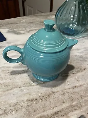 Fiestaware Vintage Large Tea Pot With Lid Fiesta Turquoise Blue • $35