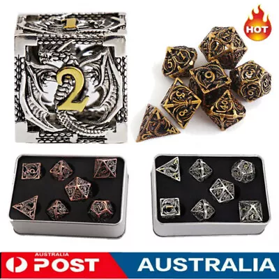 $34.99 • Buy 7PCS Metal Polyhedral Dice For DND RPG MTG Dungeons & Dragons Table Game Toys AU