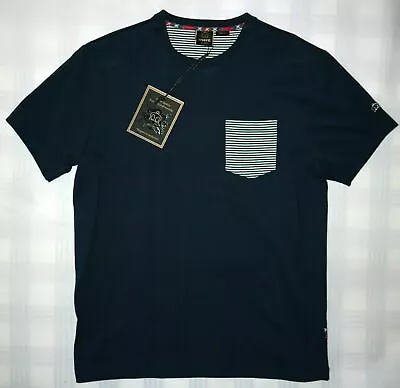 Merc Mens Stripe Pocket T-shirt In Navy Size M Nwt  • £13.99