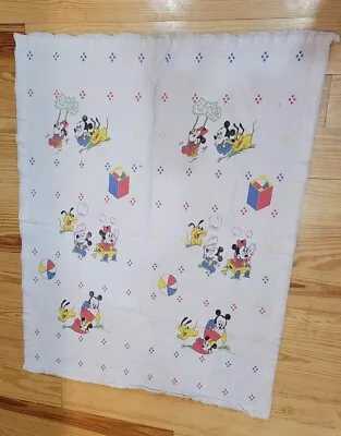 Vintage Dundee Disney Babies Mickey Mouse Minnie Baby Fleece Blanket Satin Trim  • $12.75