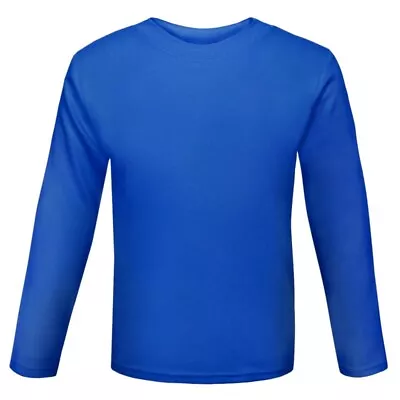 Baby Toddler Long Sleeve Royal BLUE T-Shirt Boys Girls 100% Cotton Clothes  • £4.99