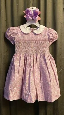 Girls NWT Simi By Vive La Fete Smocked Dress Long Free Bow 24 Months  • $38.07