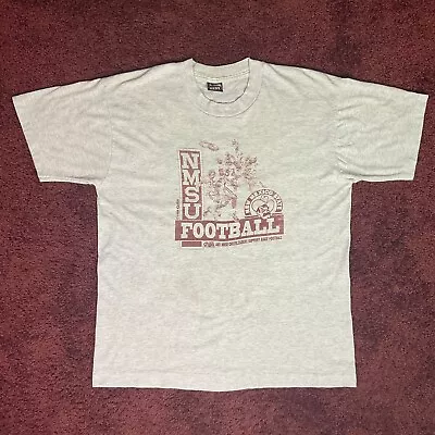 Vintage New Mexico State Football T-Shirt Mens Large Gray 90s College Sports Tee • $40