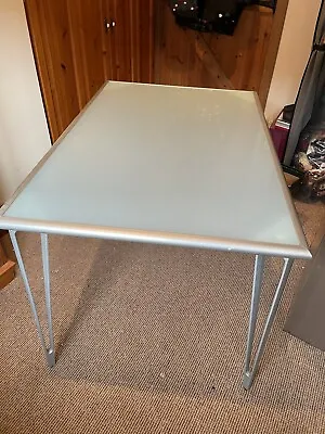 IKEA TABLE  Glass  Top Metal  Legs                          Dining / Desk /Craft • £29.99