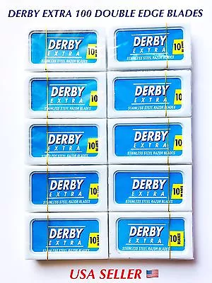 $11.95 • Buy Premium Derby Extra Super Stainless Coated Double Edge Razor Blades 100 Pcs Blue