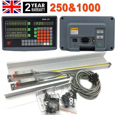 DRO 2 Axis Digital Readout 250mm+1000mm Linear Scale Kit For CNC Mill LatheUK • £164.60