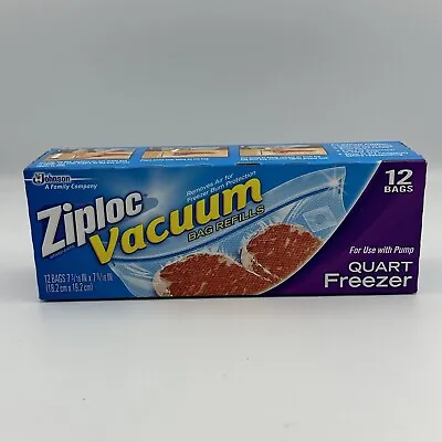 $26.25 • Buy Ziploc Vacuum Bag Refills Quart Size Freezer 12 Bags Brand New For Use With Pump