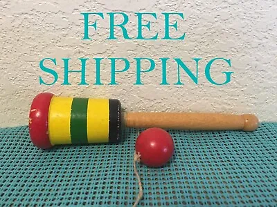 CLEARANCE *Vintage Mexican Wooden Cup & Ball Toy With String • $8.75