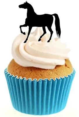 Novelty Horse Silhouette 12 Edible Stand Up Wafer Paper Cake Toppers Birthday • £3.29