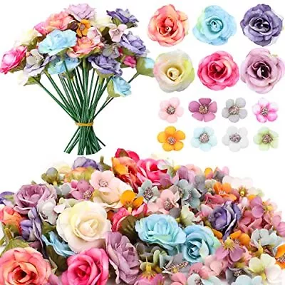 220 Pieces Mini Flower HeadsArtificial Rose Flowers With StemsMulticolor Dais... • $28.88