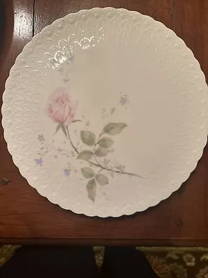 Mikasa APRIL ROSE CAKE PLATE  China  Pink Rose Blue Flowers • $25