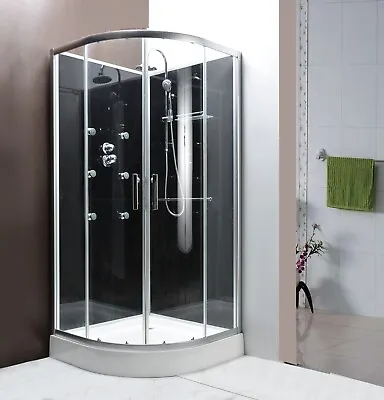 800x800mm Black THERMOSTATIC Modern Quadrant Shower Cabin Room Cubicle Enclosure • £489