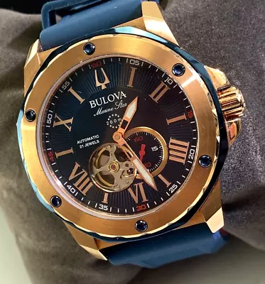 Bulova Marine Star Automatic Blue Dial Men's Watch 98A227 528-DS10 • $58