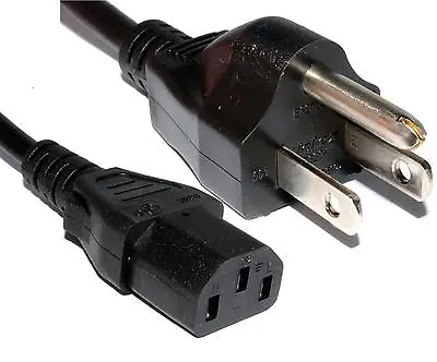 Power Cable USA Mains 3 Pin Male Plug To IEC C13 10A Female Socket 0.5m Metres • £12.57