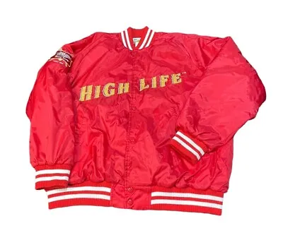 Rare Miller High Life Promotional Red Embroidered Bomber Jacket Men's Size XL • $170.95