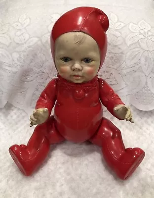 Vintage Celluloid Snow Baby Doll Red Made In Occupied Japan Large 14” Tall • $150