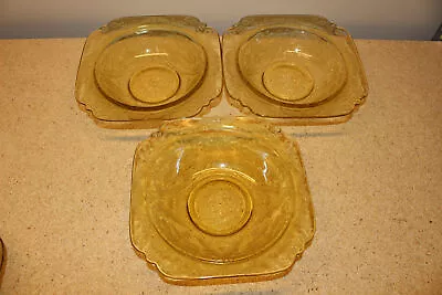 Set Of 3 Federal Amber Madrid Depression Glass 7  Rimmed Soup Bowls • $8.49