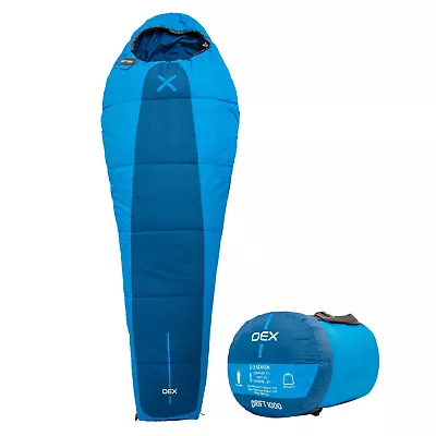 OEX Drift 1000 Sleeping Bag With Compression Stuff Sack Camping Equipment • £52.95
