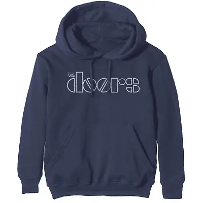 The Doors Unisex Hoodie Logo Hoodie Shirt NAVY Rock EE1431 • $44.64