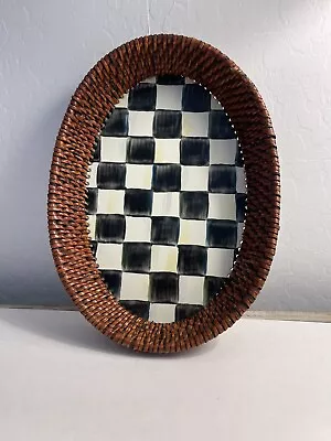 New Mackenzie Childs Courtly Check Checkerboard Oval Rattan Tray • $95