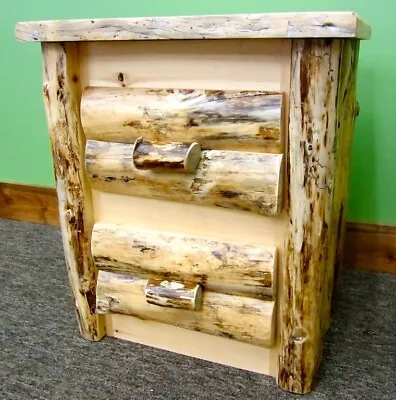 Northern Rustic Pine Log Nightstand 2 Drawer-Free Shipping/Dovetail Drawers • $599