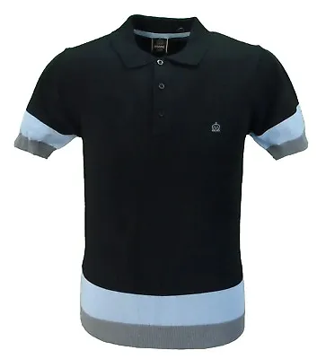 Merc London Black Captain Retro Polo Shirt  • £49.99