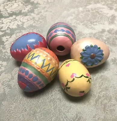Vintage Lot Of 5 Hand Painted Decorative Easter Eggs • $6.95