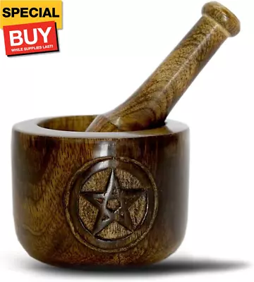 Wooden Mortar And Pestle Garlic Masher Hand Grinder Crusher Kitchen Gadgets • $24.90