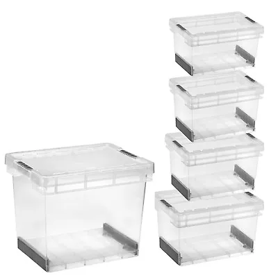 Clear Ultra Resistant Modular Plastic Storage Container With Clip Lock Lids • £21.05