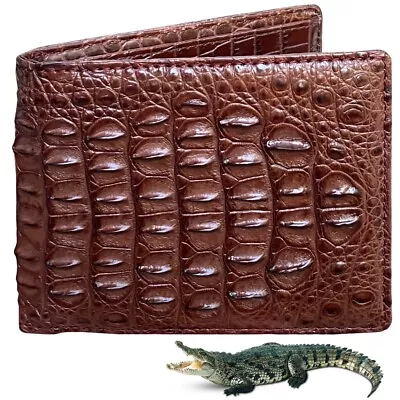 Brown Men's Genuine Crocodile Leather Bifold Wallet RFID Blocking Luxury Gift • $79