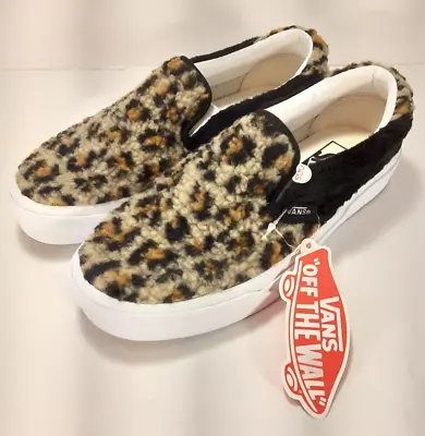 Vans - Unisex Slip-On 59 (Sherpa) Leopard Faux Fur Shoes Size (Men 3.5)(Women 5) • $49.99