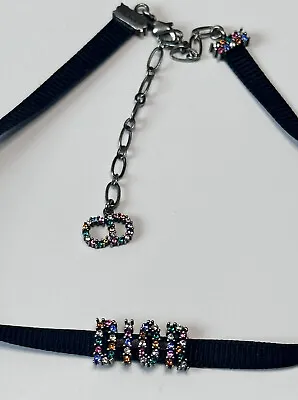 Genuine Dior Crystal Choker Multi Coloured Rainbow Designer Necklace RRP £350 • £120
